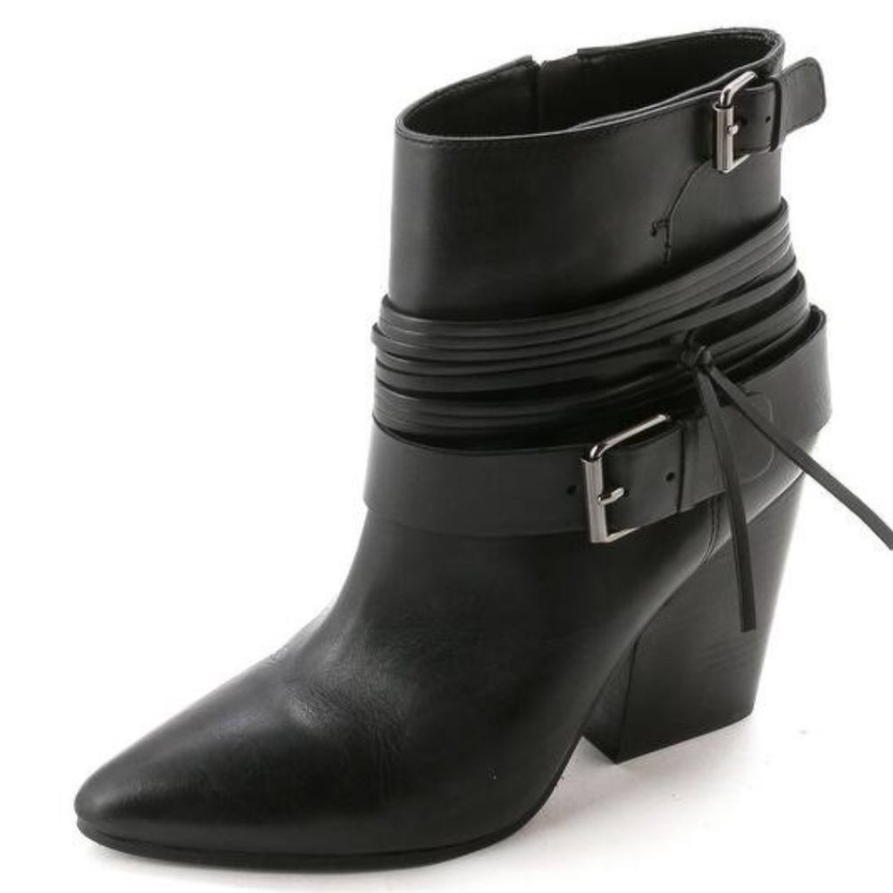 Leather Ankle Boots with Buckles - Vince Camuto